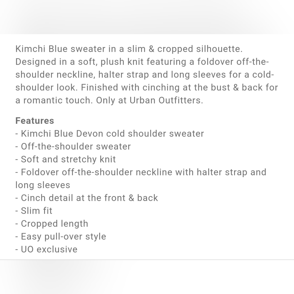 Kimchi Blue Devon Cropped Halter Cold Shoulder Long Sleeve Slim Sweater, Black M - Picture 6 of 12